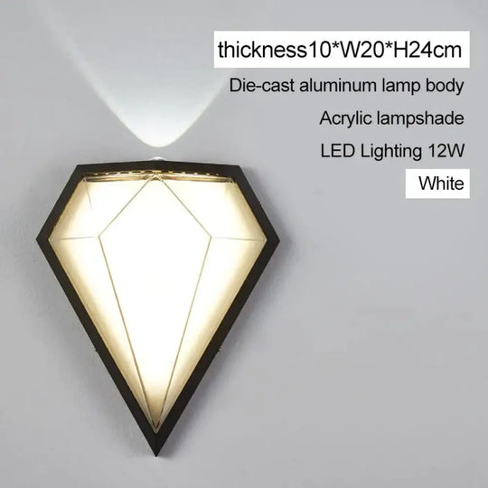 12W Outdoor Waterproof Ip65 Diamond Led Wall Light Porch Garden Lamps &amp; Indoor Bedroom Living Room