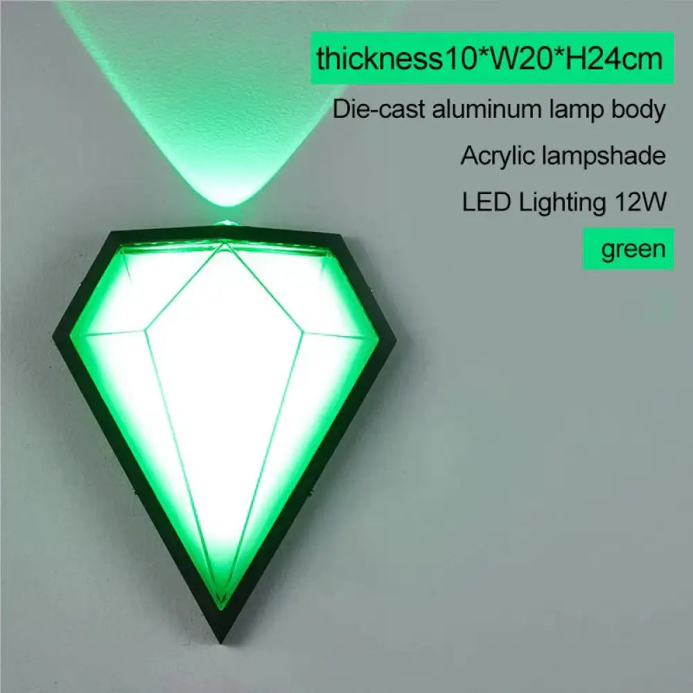 12W Outdoor Waterproof Ip65 Diamond Led Wall Light Porch Garden Lamps &amp; Indoor Bedroom Living Room