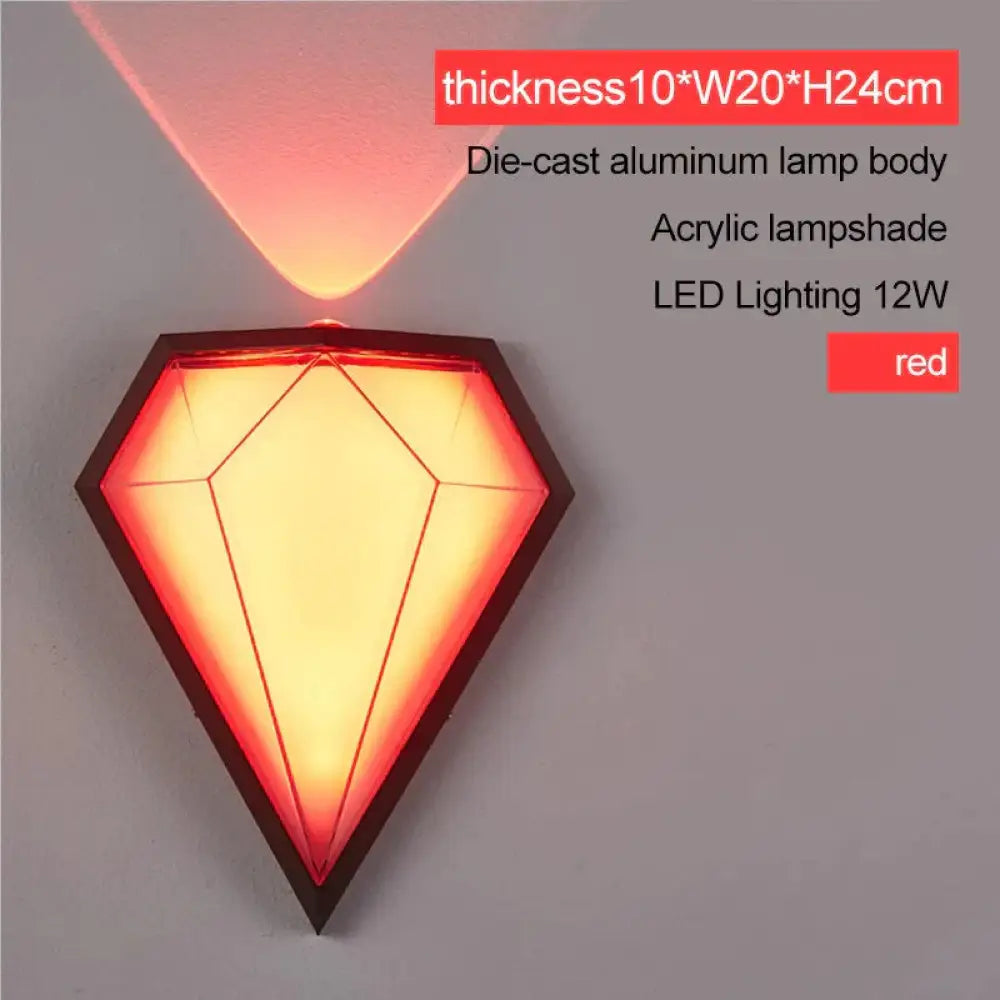 12W Outdoor Waterproof Ip65 Diamond Led Wall Light Porch Garden Lamps &amp; Indoor Bedroom Living Room