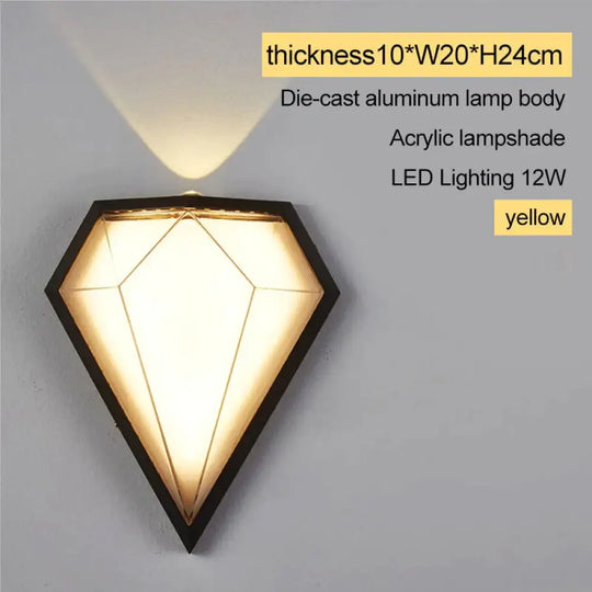 12W Outdoor Waterproof Ip65 Diamond Led Wall Light Porch Garden Lamps &amp; Indoor Bedroom Living Room