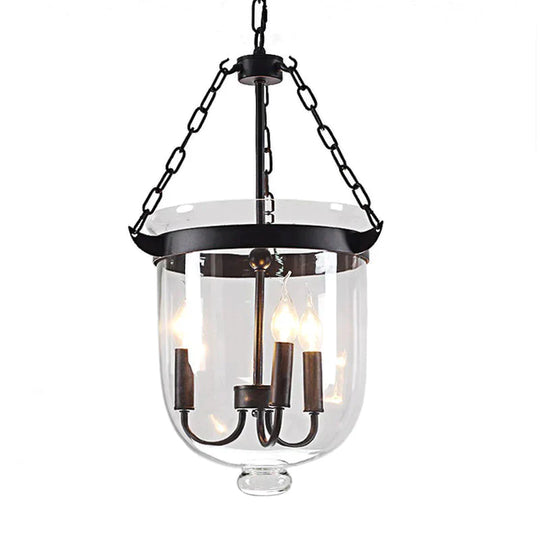 Round American Country Glass Chandelier Candle Lamp Bucket Pendant
