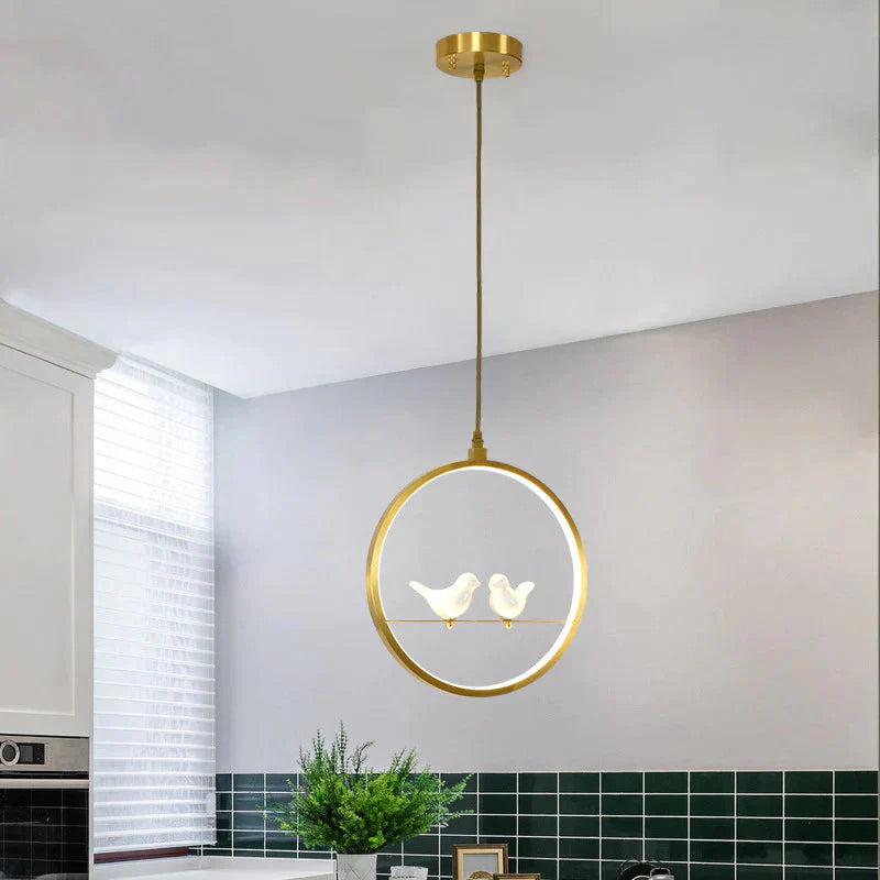 All Copper Pole Simple Restaurant Led Chandelier Nordic Post Modern Creative Bar Lamp H65 Brass