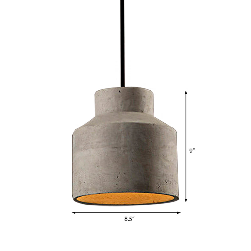 Adele - Industrial 1 Light Cement Pendant Lighting Adjustable Cord Grey