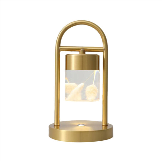 Nusakan - Simplicity Clear Glass Led Desk Light With U - Shaped Metal Frame Gold