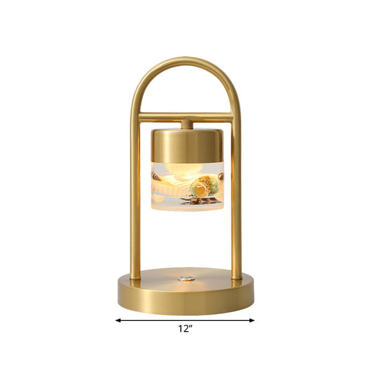 Nusakan - Simplicity Clear Glass Led Desk Light With U - Shaped Metal Frame Gold