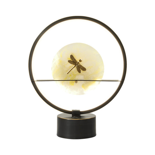 Alkaid - Dragonfly Inside Black Metal Led Desk Lamp
