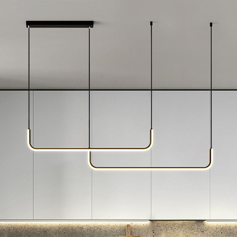 Lyla - Black/Gold Linear Pendant: Simple Led Multi Ceiling Light Black / 47 White