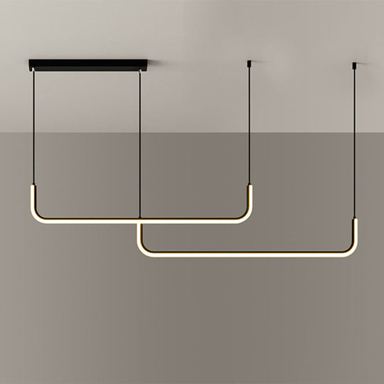 Lyla - Black/Gold Linear Pendant: Simple Led Multi Ceiling Light
