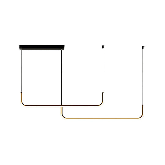 Lyla - Black/Gold Linear Pendant: Simple Led Multi Ceiling Light