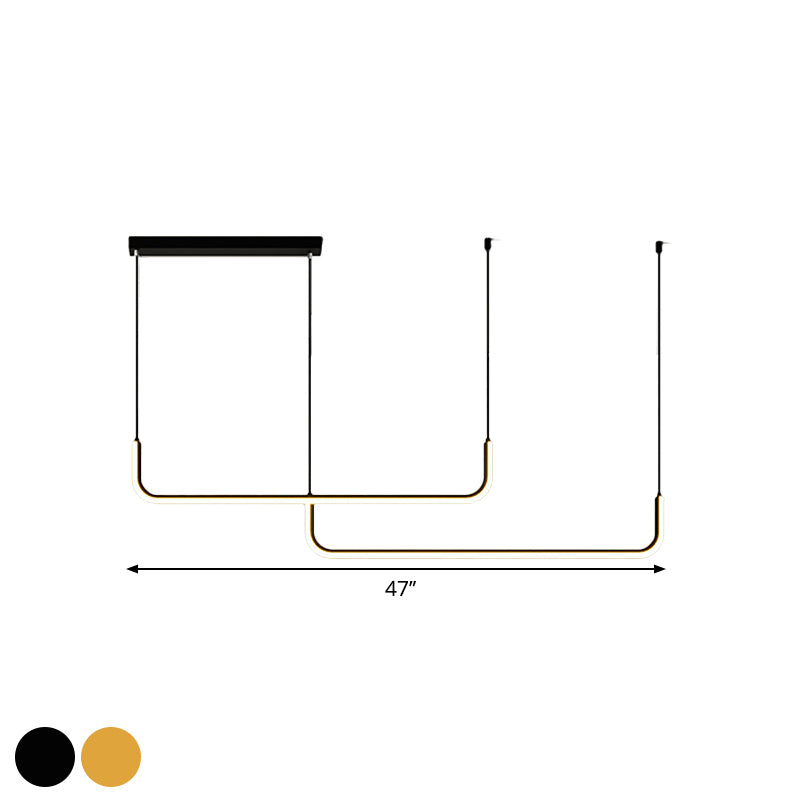 Lyla - Black/Gold Linear Pendant: Simple Led Multi Ceiling Light
