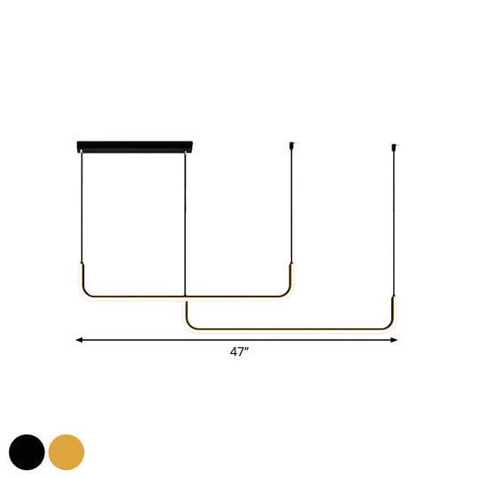Lyla - Black/Gold Linear Pendant: Simple Led Multi Ceiling Light