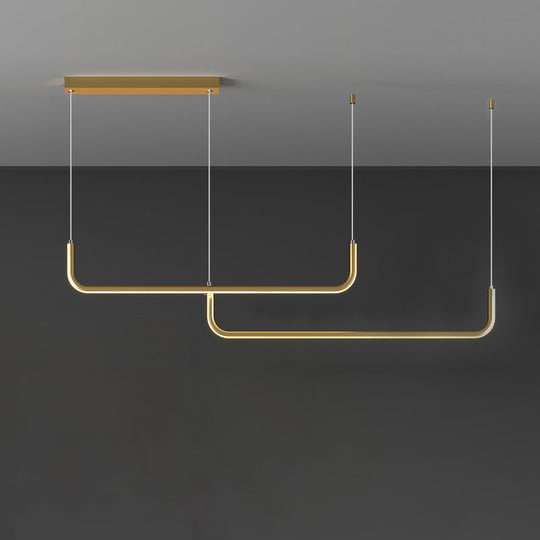 Lyla - Black/Gold Linear Pendant: Simple Led Multi Ceiling Light