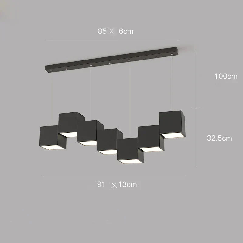 Simple Modern Bar Table Lamp Office Chandelier Designer Creative Geometric Dining Room Black / 7