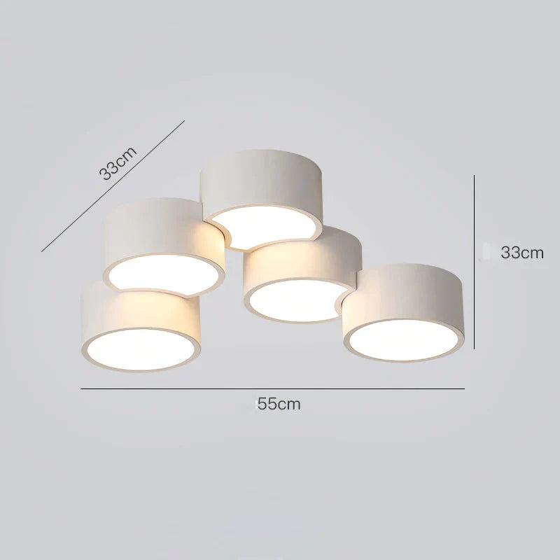 Simple Geometric Circular Living Room Lamp Creative Art Bedroom Study Ceiling White / 5 Heads Warm