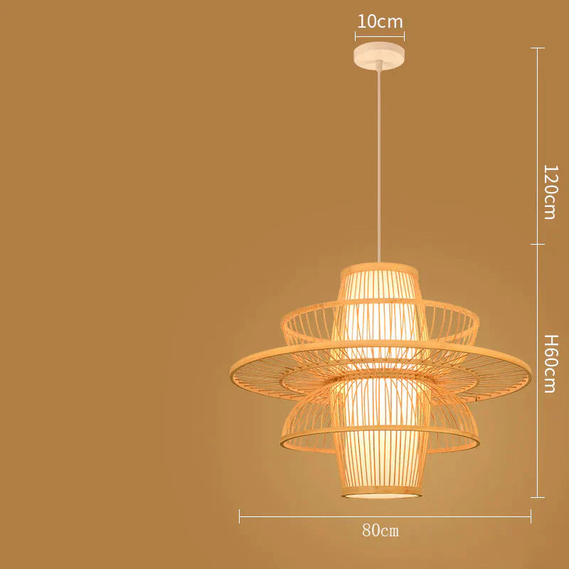 Bamboo Lanterns Restaurant Simple Tearoom Home Stay Chandelier As Show / Dia80Cm No Bulb Pendant