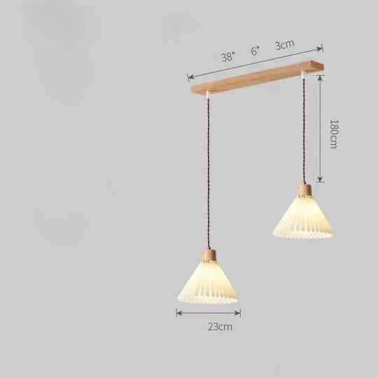 Nordic Pleated Bedside Chandelier Solid Wood Household Bedroom Dining Room B&amp;B Minimalist Creative