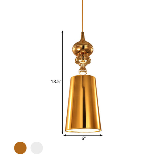 Ilaria - Metal Cone Pendulum Light Simplicity 1 Head Hanging Pendant In Silver/Gold 6/8/10 Wide