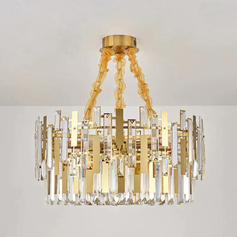 Clear Gold Crystal Hanging Pendant Chandeliers Ceiling Light
