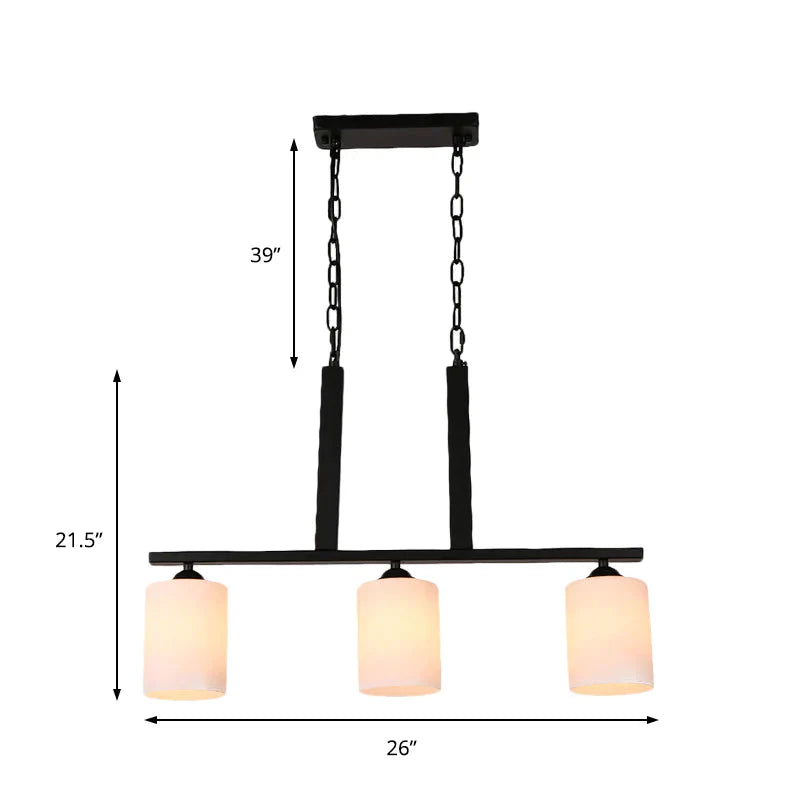 Black Cylinder Industrial Style Shade Dining Room Pendant Lighting With 3 Blub