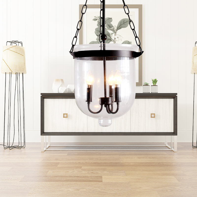 Birdun - Industrial 3 - Light Suspension Chandelier With Clear Glass Urn Shade