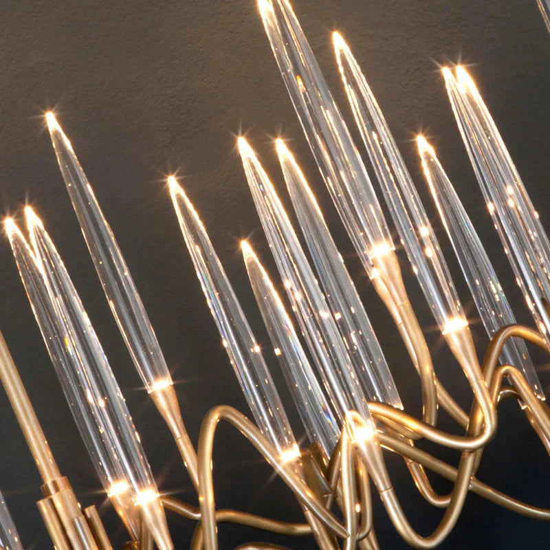 Light Luxury Golden Restaurant Chandelier Acrylic Strip Pendant