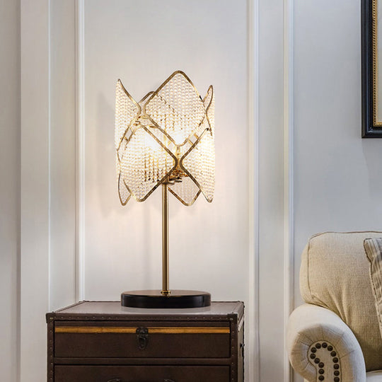 Rastaban - 1 - Clear Crystal Beads Gold/Chrome Table Light Rhombus 1 Head Contemporary Night Stand