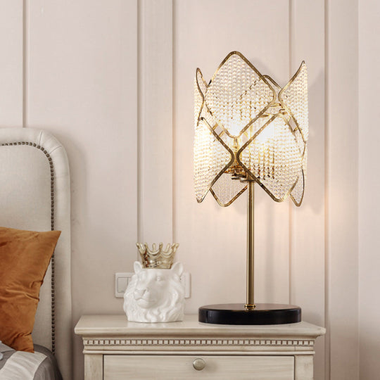 Rastaban - 1 - Clear Crystal Beads Gold/Chrome Table Light Rhombus 1 Head Contemporary Night Stand