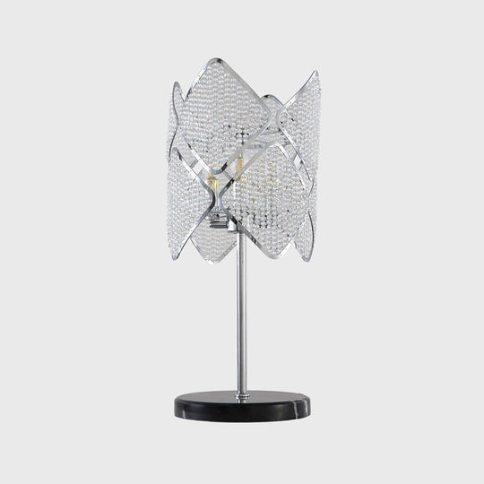 Rastaban - 1 - Clear Crystal Beads Gold/Chrome Table Light Rhombus 1 Head Contemporary Night Stand