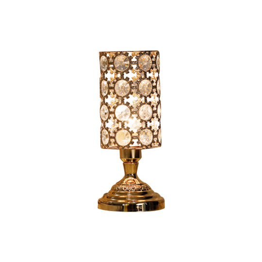 Viola - Modernism 1 Bulb Table Light With Crystal - Encrusted Shade Gold Tapered/Cylinder Reading