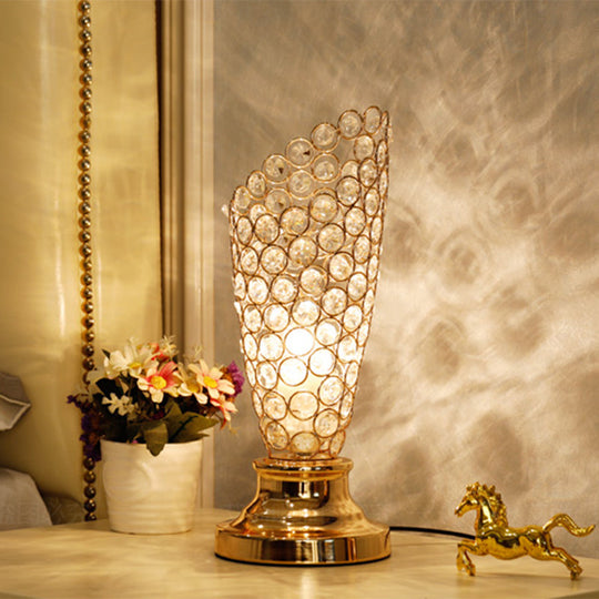 Viola - Modernism 1 Bulb Table Light With Crystal - Encrusted Shade Gold Tapered/Cylinder Reading