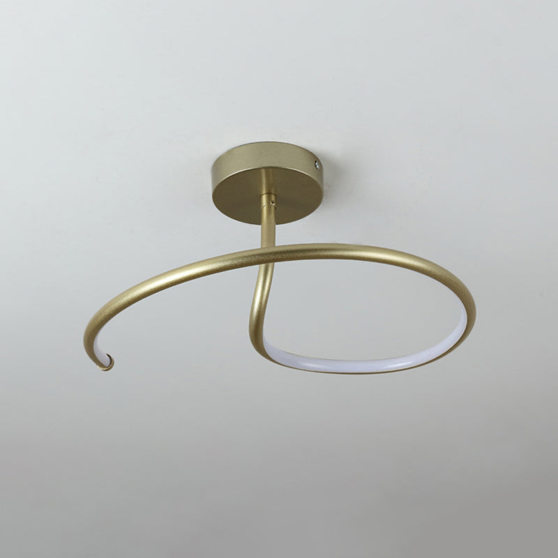 Golden Curl Led Flush Mount Ceiling Light Simple Acrylic 16’/19.5’ Wide Lighting Fixture