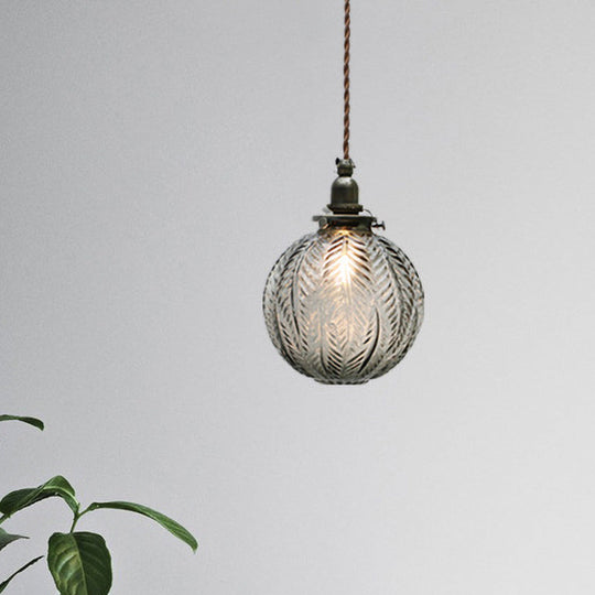 Mahasim - Colonial Global Pendant Light Fixture 1 - Head Clear/Smoke Gray Glass Hanging Lamp With