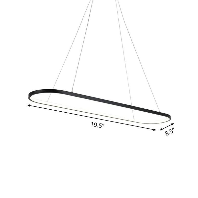 Minimalist Black Pendant Light With Rectangular Curved Acrylic Frame