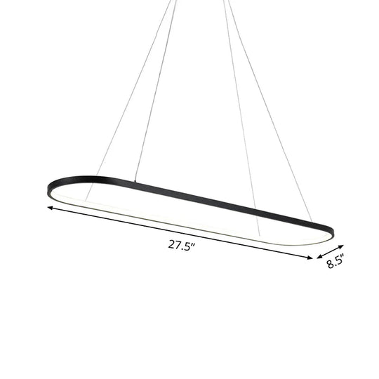 Minimalist Black Pendant Light With Rectangular Curved Acrylic Frame