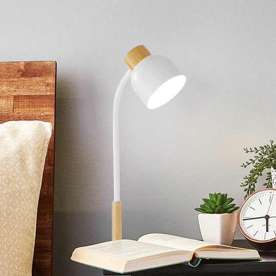 Aldhibah - Nordic Style Studio Clamp Desk Lamp: Green/White &amp; Wood Flexible Arm