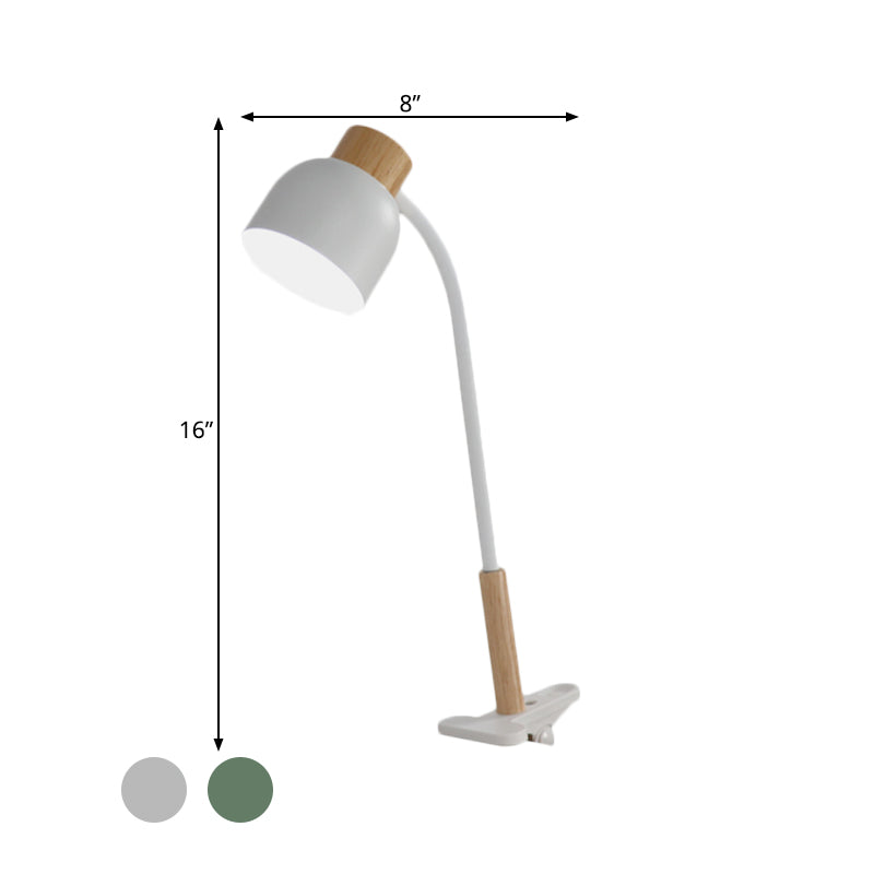Aldhibah - Nordic Style Studio Clamp Desk Lamp: Green/White &amp; Wood Flexible Arm