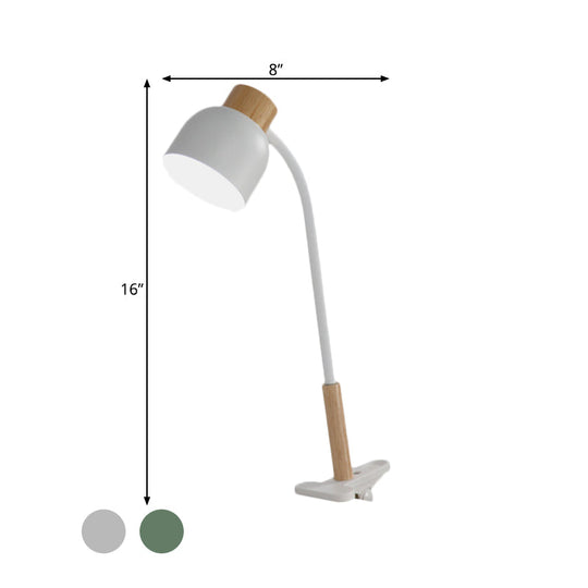 Aldhibah - Nordic Style Studio Clamp Desk Lamp: Green/White &amp; Wood Flexible Arm