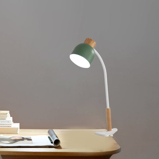 Aldhibah - Nordic Style Studio Clamp Desk Lamp: Green/White &amp; Wood Flexible Arm