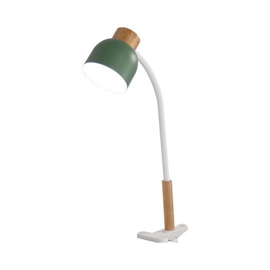 Aldhibah - Nordic Style Studio Clamp Desk Lamp: Green/White &amp; Wood Flexible Arm