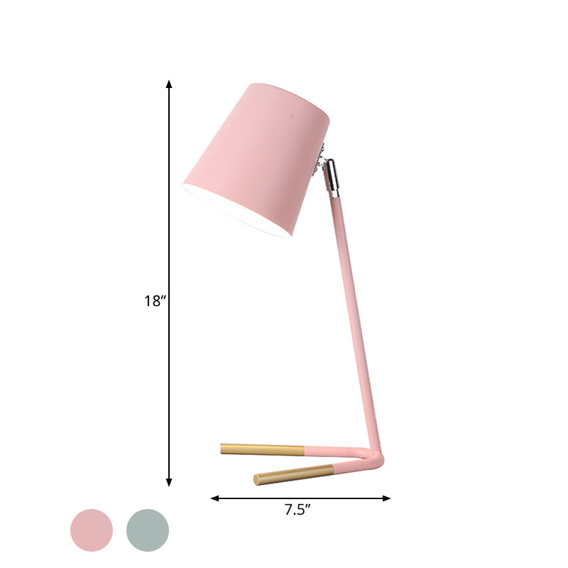 Athena - Pink/Green Tapered Nightstand Light Macaron 1 Head Iron Table Lighting With Swivelable