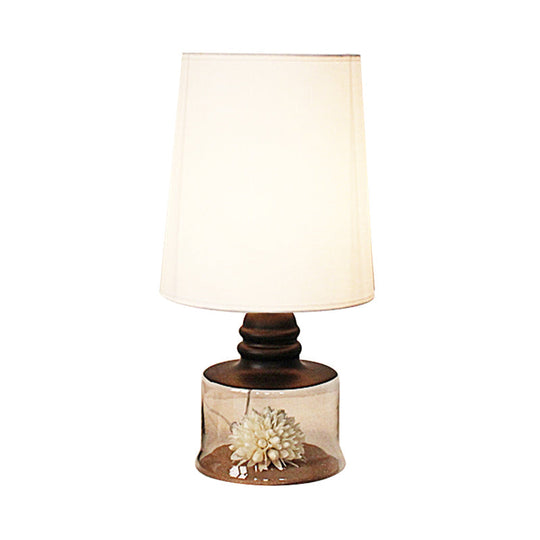 Rosaria - Pastoral Fabric Barrel Restaurant Table Lighting With Dried Flower And