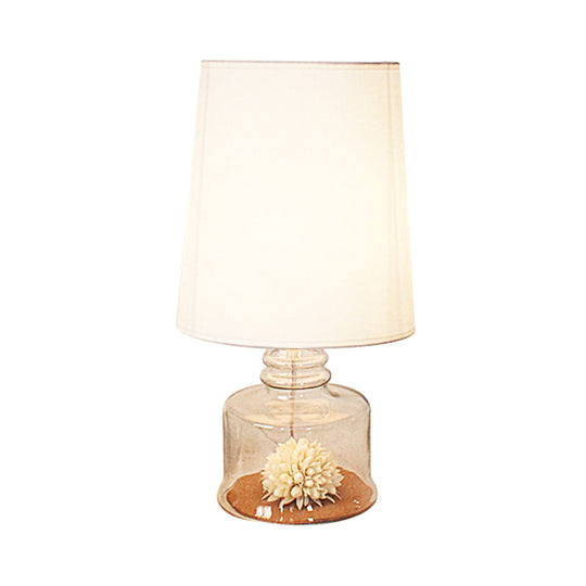 Rosaria - Pastoral Fabric Barrel Restaurant Table Lighting With Dried Flower And