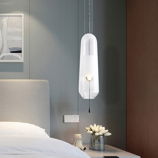 Sarah - Ellipse Bedside Pendant Lighting Cognac/Smoke/Clear Glass 1 - Light Simple Ceiling