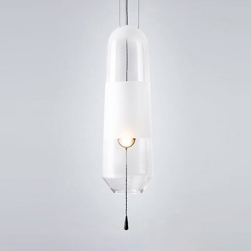 Sarah - Ellipse Bedside Pendant Lighting Cognac/Smoke/Clear Glass 1 - Light Simple Ceiling