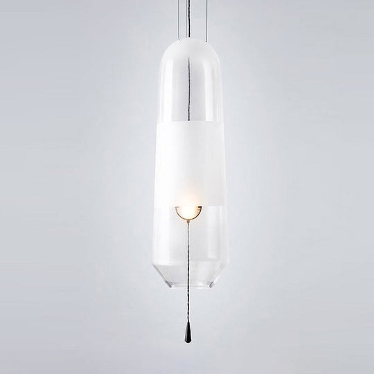 Sarah - Ellipse Bedside Pendant Lighting Cognac/Smoke/Clear Glass 1 - Light Simple Ceiling