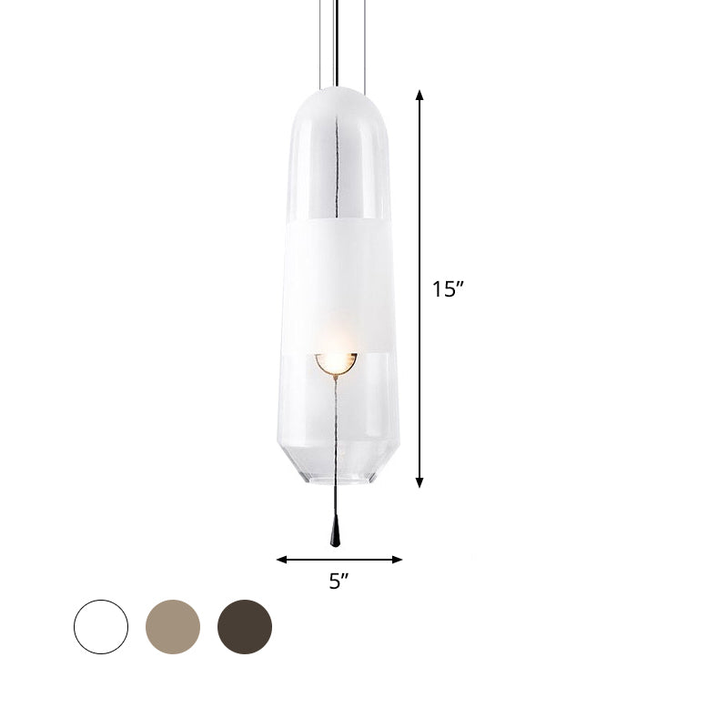 Sarah - Ellipse Bedside Pendant Lighting Cognac/Smoke/Clear Glass 1 - Light Simple Ceiling