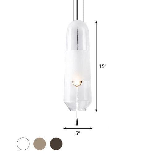 Sarah - Ellipse Bedside Pendant Lighting Cognac/Smoke/Clear Glass 1 - Light Simple Ceiling