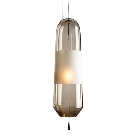 Sarah - Ellipse Bedside Pendant Lighting Cognac/Smoke/Clear Glass 1 - Light Simple Ceiling