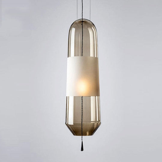 Sarah - Ellipse Bedside Pendant Lighting Cognac/Smoke/Clear Glass 1 - Light Simple Ceiling