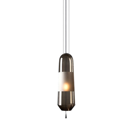 Sarah - Ellipse Bedside Pendant Lighting Cognac/Smoke/Clear Glass 1 - Light Simple Ceiling